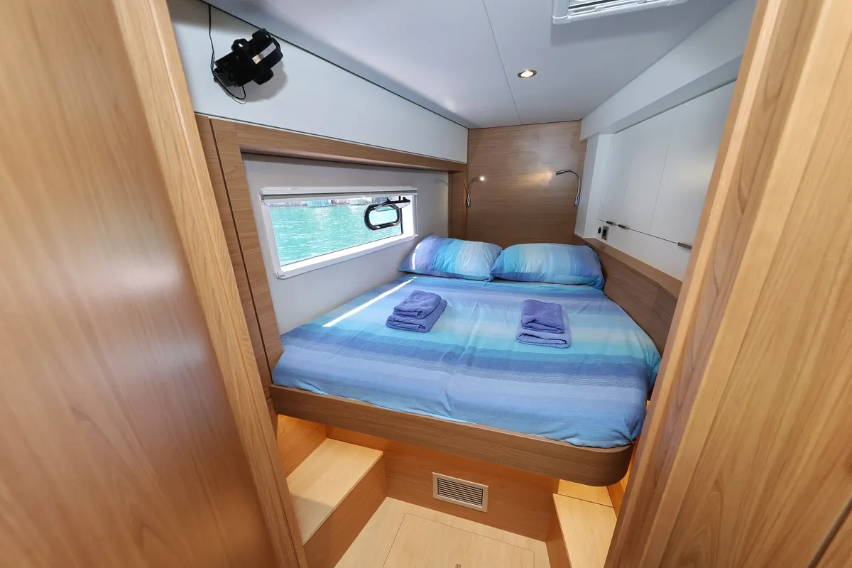 Cabin on Chèrie, a Bali 4.2 catamaran at Dubrovnik, Croatia