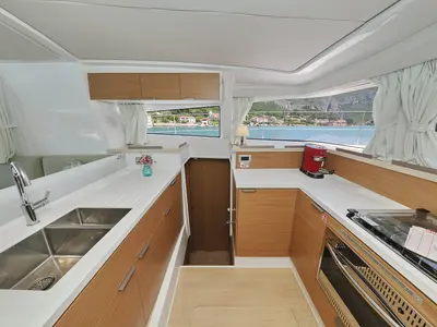 Galley of Chèrie, a Bali 4.2 catamaran at Dubrovnik, Croatia