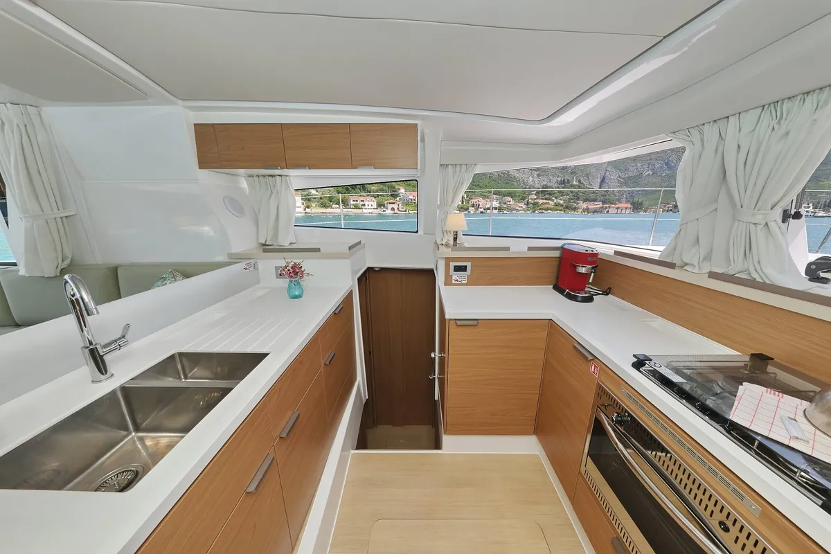 Galley of Chèrie, a Bali 4.2 catamaran at Dubrovnik, Croatia