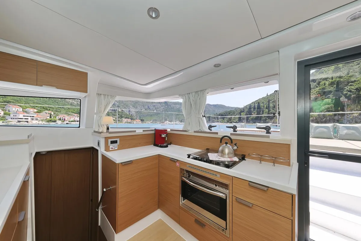 Galley of Chèrie, a Bali 4.2 catamaran at Dubrovnik, Croatia