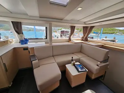 Salon of Zefiro, a Fountaine Pajot FP 41 Maesto 3 catamaran at Charlotte Amalie, United States