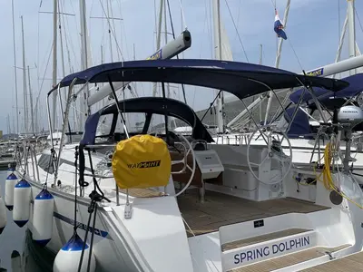 Deck of Spring Dolphin, a Bavaria Cruiser 46 sailboat at Split, Croatia