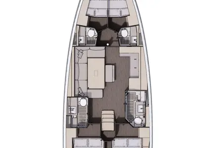 Floor plan of Ninna Nanna, a Dufour 470 sailboat at Cannigione, Italy