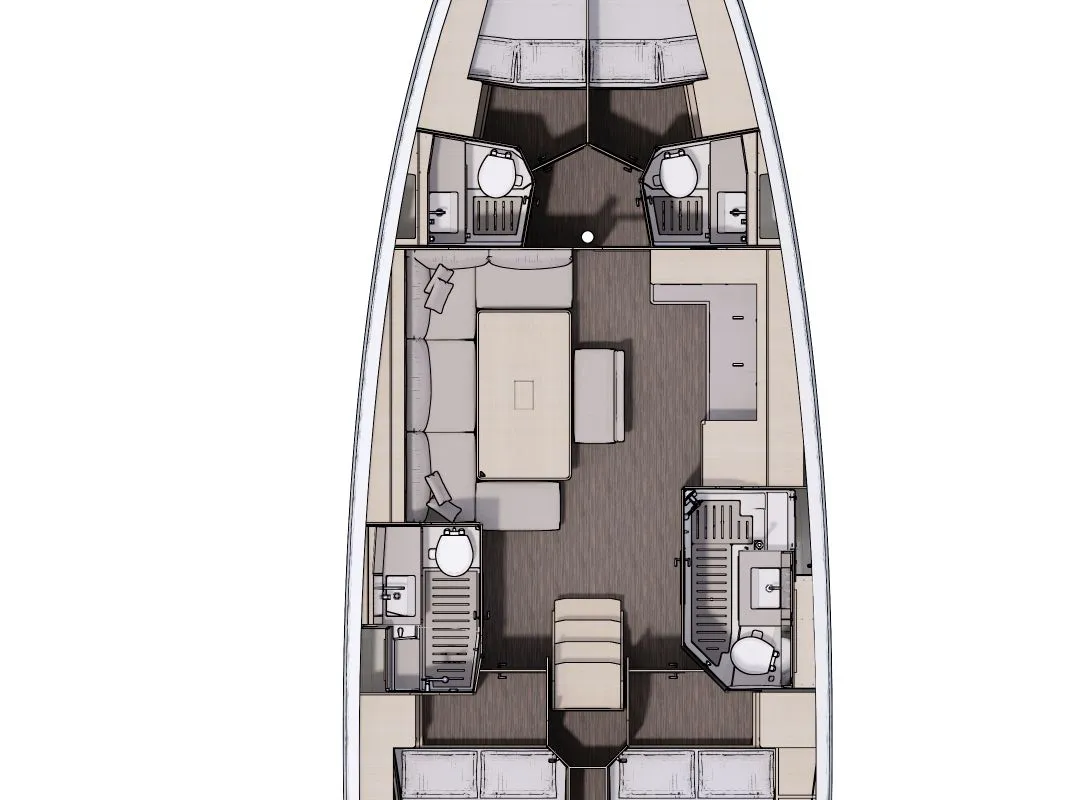 Floor plan of Ninna Nanna, a Dufour 470 sailboat at Cannigione, Italy