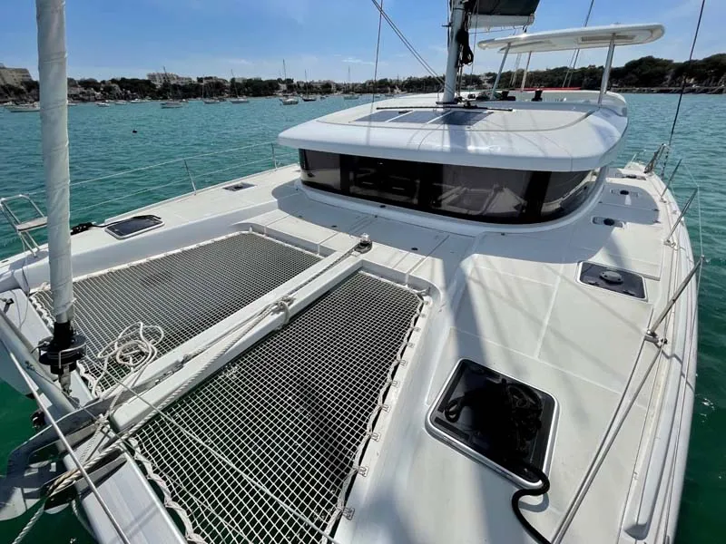 Deck of DayElli, a Lagoon 42 catamaran at Felanitx, Spain