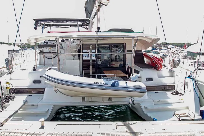 Exterior view of DayElli, a Lagoon 42 catamaran at Felanitx, Spain