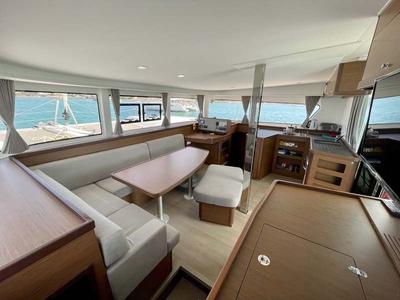 Salon of DayElli, a Lagoon 42 catamaran at Felanitx, Spain