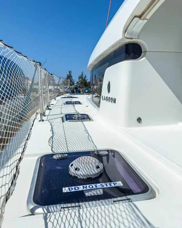 Deck of Blue, a Lagoon 40 catamaran at Grad Pula, Croatia