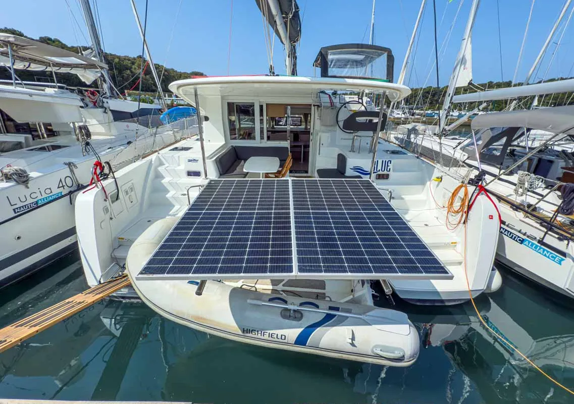 Exterior view of Blue, a Lagoon 40 catamaran at Grad Pula, Croatia