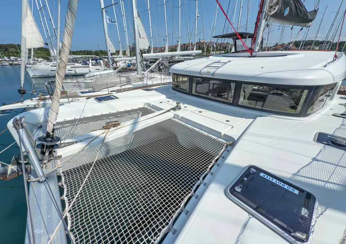 Deck of Blue, a Lagoon 40 catamaran at Grad Pula, Croatia