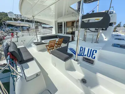 Deck of Blue, a Lagoon 40 catamaran at Grad Pula, Croatia