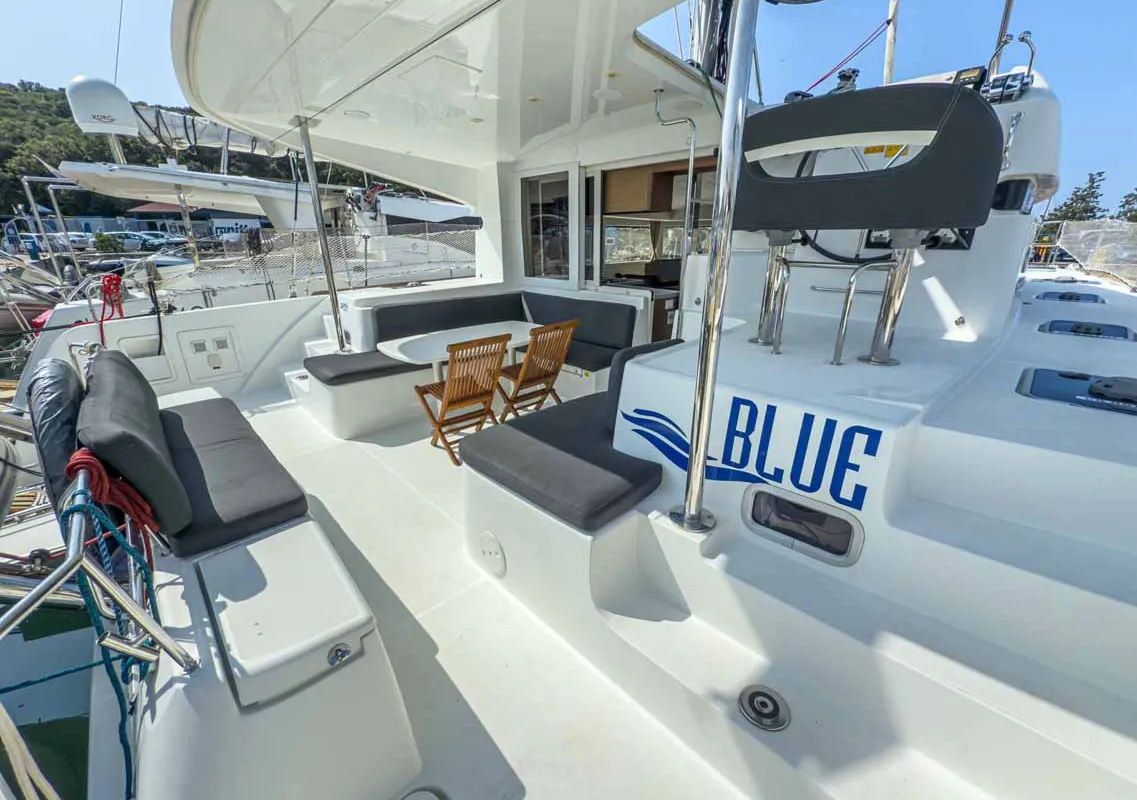 Deck of Blue, a Lagoon 40 catamaran at Grad Pula, Croatia