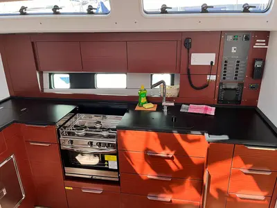 Galley of Riesling, a Hanse 460 sailboat at Seget Donji, Croatia