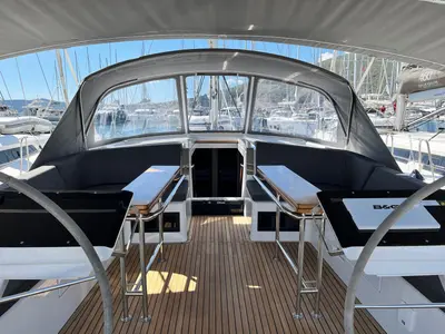 Cockpit of Riesling, a Hanse 460 sailboat at Seget Donji, Croatia