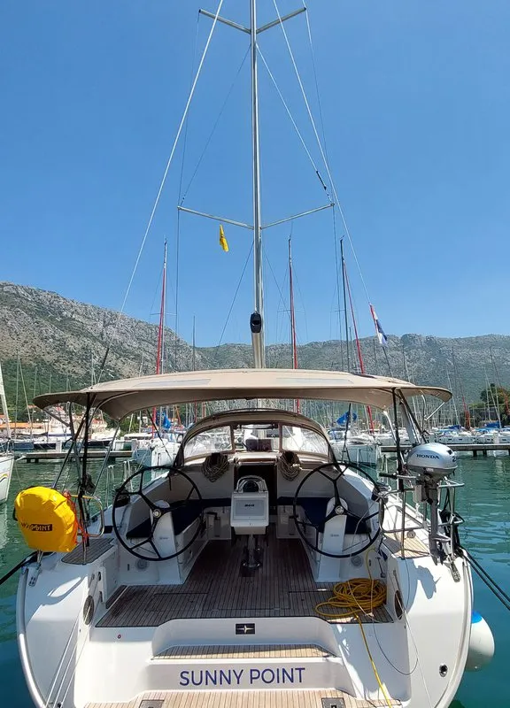 Exterior view of Sunny Point, a Bavaria Cruiser 46 sailboat at Dubrovnik, Croatia