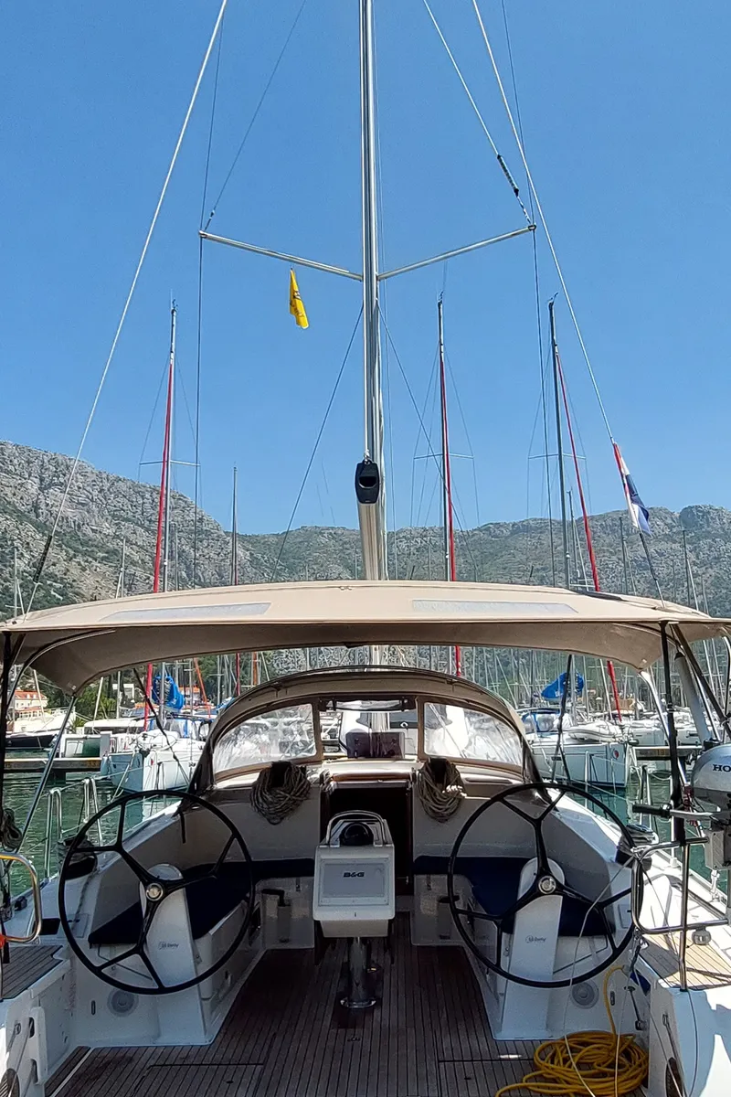 Exterior view of Sunny Point, a Bavaria Cruiser 46 sailboat at Dubrovnik, Croatia