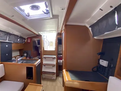 Galley of Blue Dreams, a Jeanneau Sun Odyssey 349 sailboat at Fethiye, Turkey
