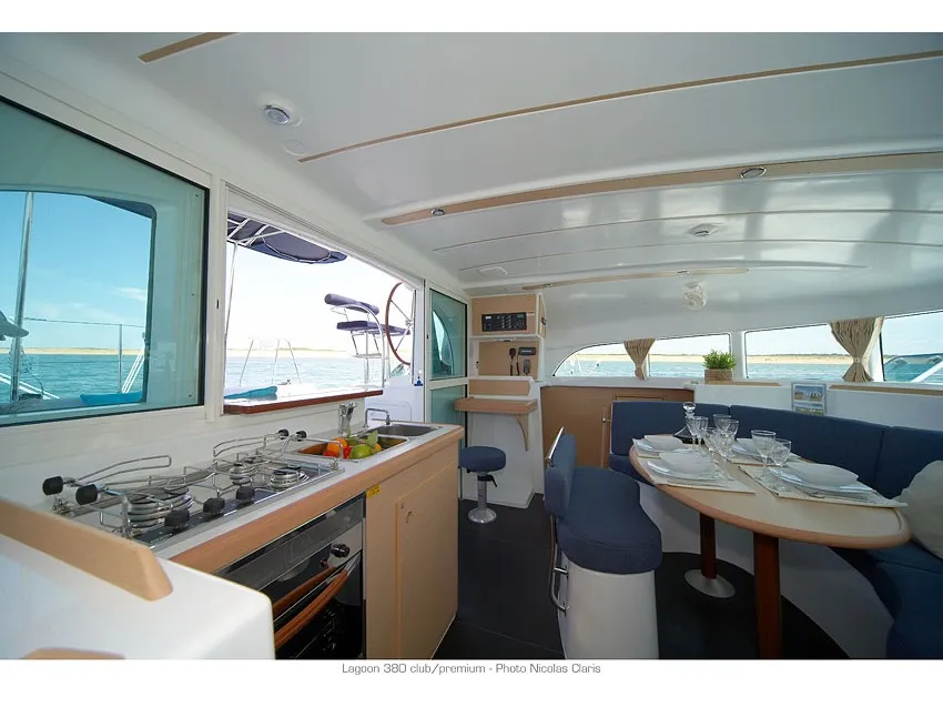 Galley of PUMA II, a Lagoon 380 catamaran at Alameda, United States