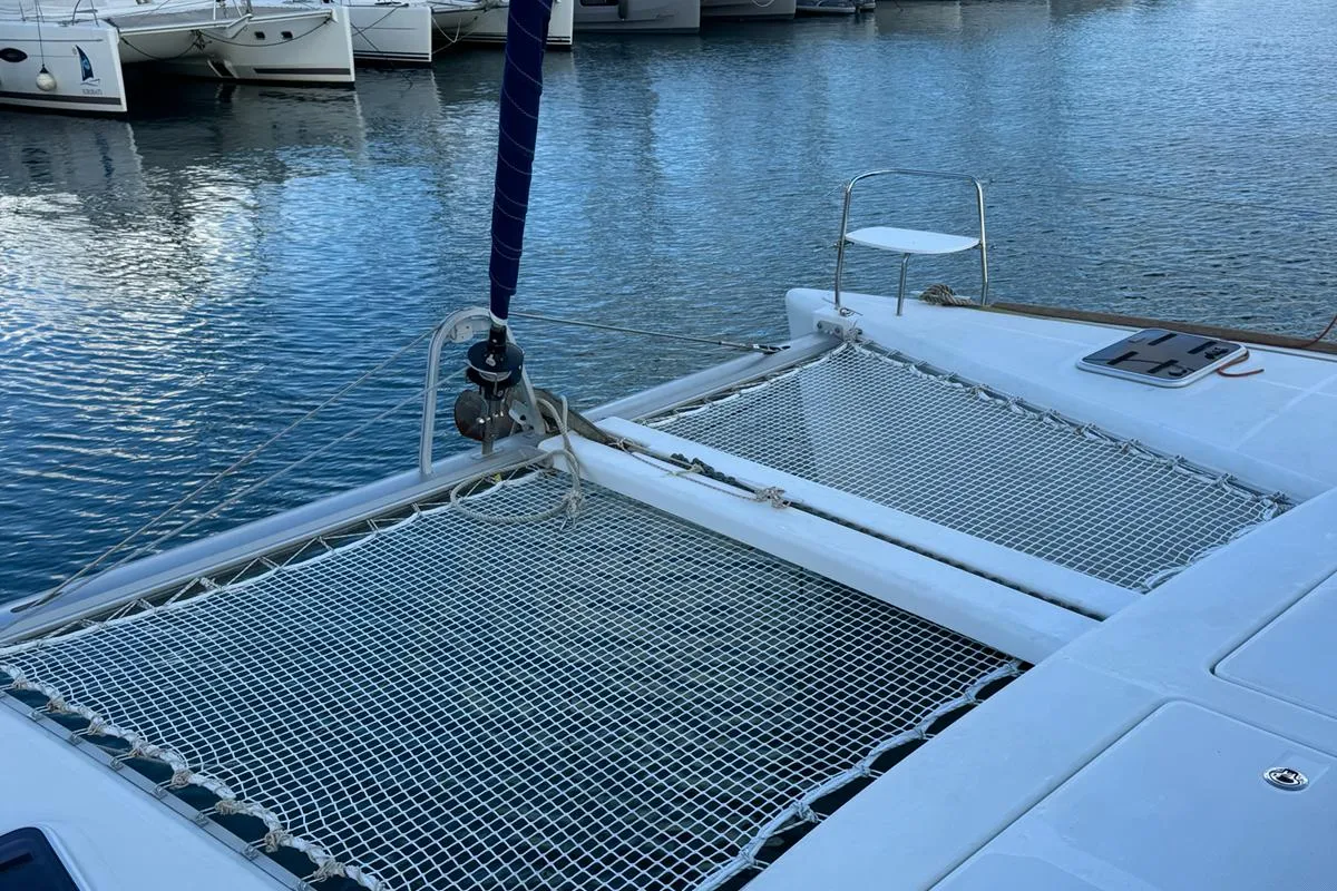 Deck of PUMA II, a Lagoon 380 catamaran at Alameda, United States