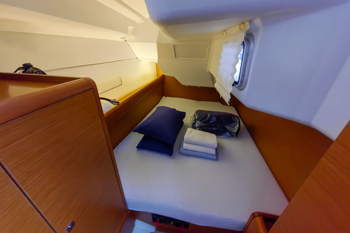 Cabin on Islanders, a Jeanneau Sun Odyssey 389 sailboat at Mali Lošinj, Croatia