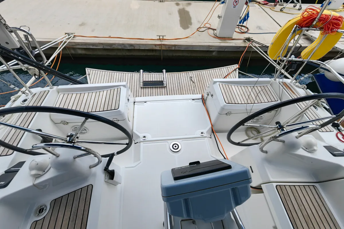 Cockpit of Islanders, a Jeanneau Sun Odyssey 389 sailboat at Mali Lošinj, Croatia