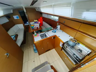 Galley of Islanders, a Jeanneau Sun Odyssey 389 sailboat at Mali Lošinj, Croatia