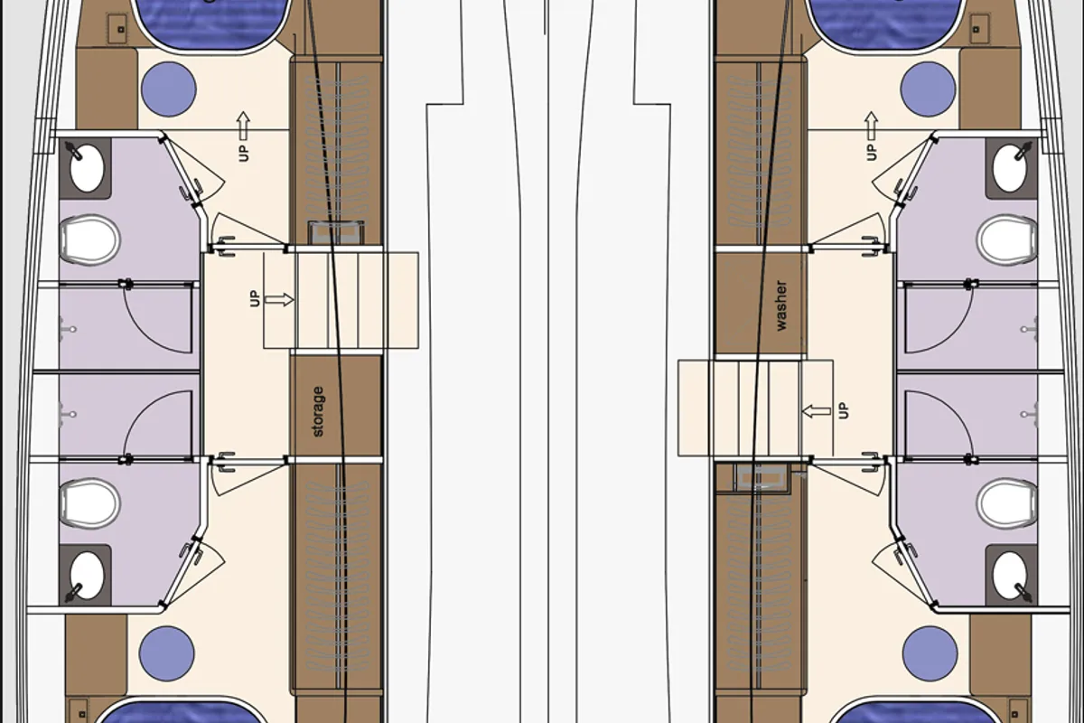 Floor plan of Tradition, a HeySea Seaview 50 catamaran at Central Abaco, Bahamas