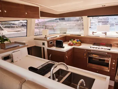 Galley of Pisces, a Bali 4.2 catamaran at Marmaris, Turkey