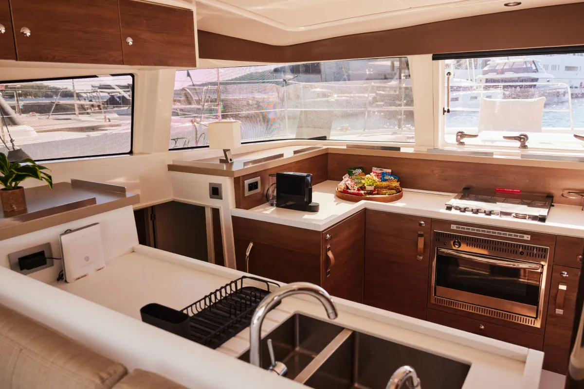 Galley of Pisces, a Bali 4.2 catamaran at Marmaris, Turkey