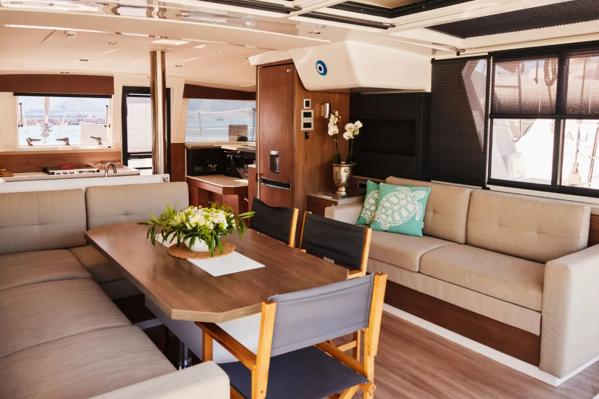 Salon of Pisces, a Bali 4.2 catamaran at Marmaris, Turkey
