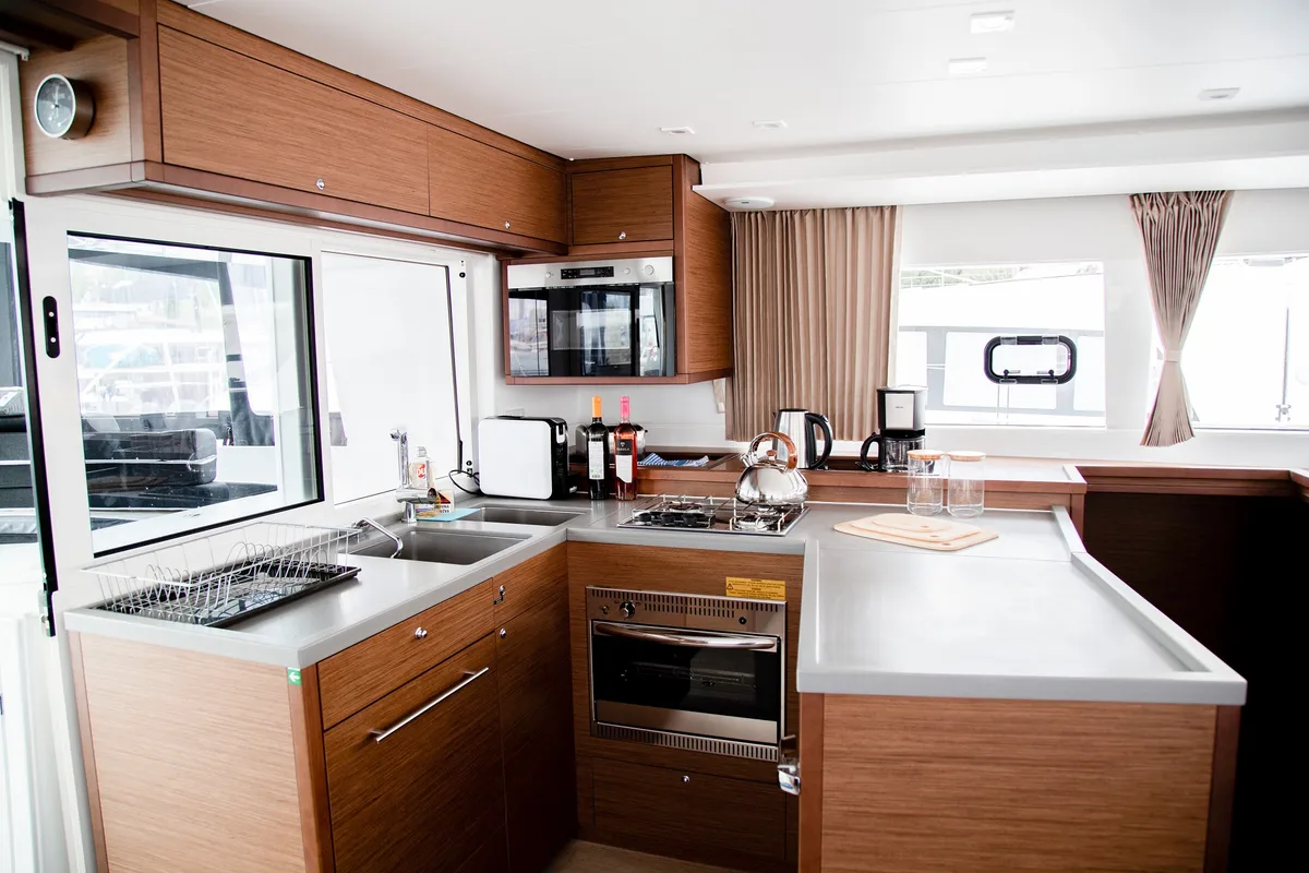 Galley of Anja I, a Lagoon 450 Fly catamaran at Općina Rogoznica, Croatia