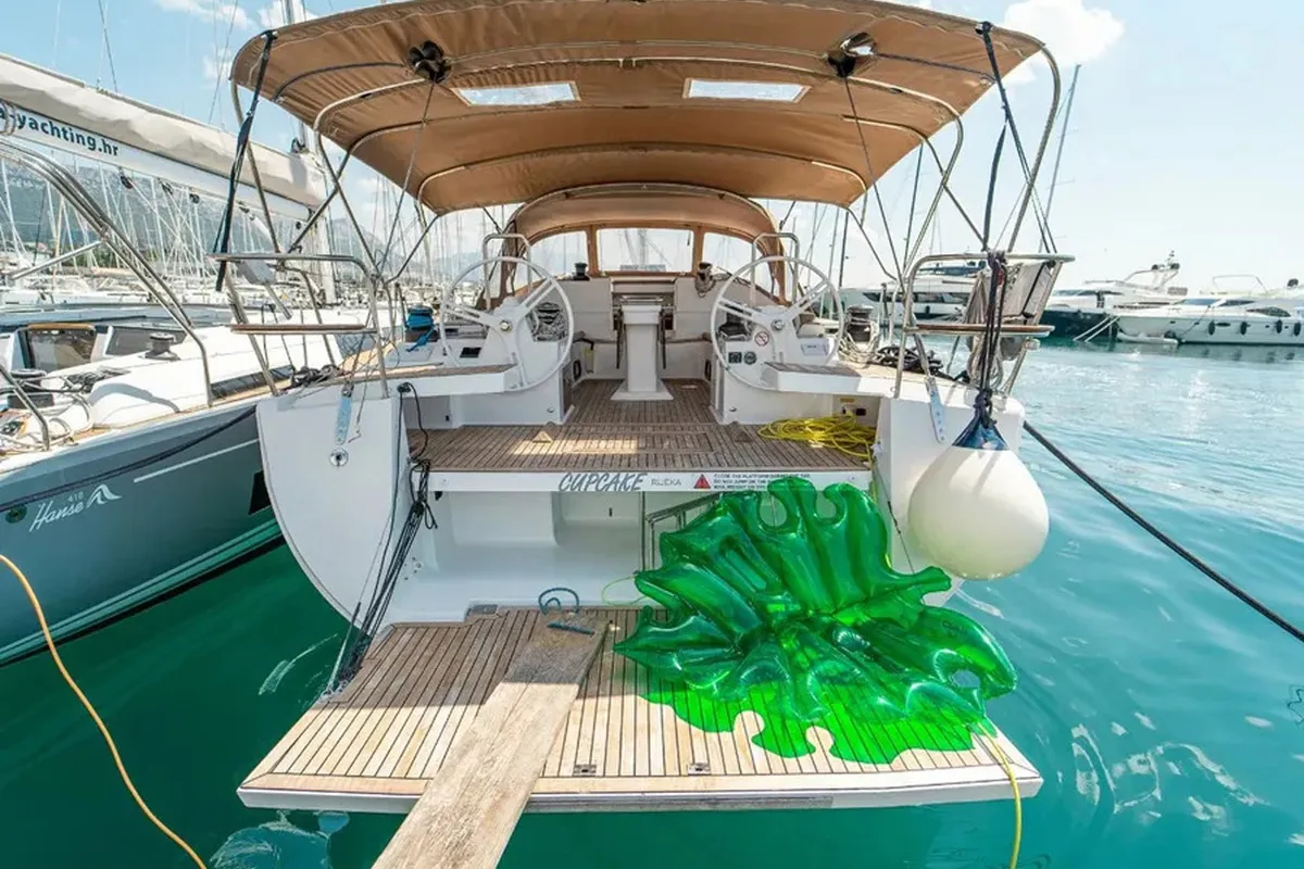 Exterior view of Cupcake, a Elan Impression 50 sailboat at Grad Šibenik, Croatia