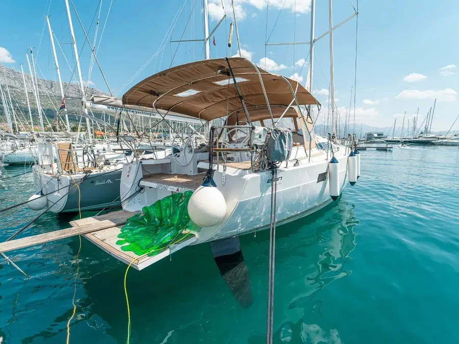 Exterior view of Cupcake, a Elan Impression 50 sailboat at Grad Šibenik, Croatia