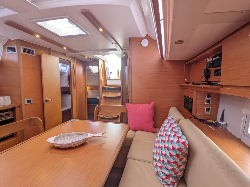 Salon of Hoosier Lady, a Dufour 430 sailboat at Road Town, British Virgin Islands