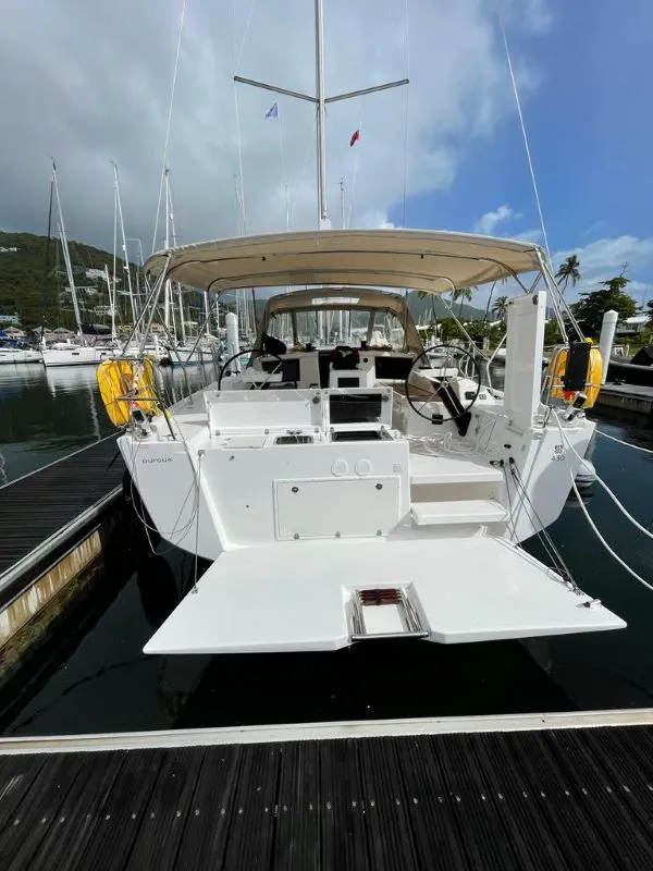 Deck of Hoosier Lady, a Dufour 430 sailboat at Road Town, British Virgin Islands