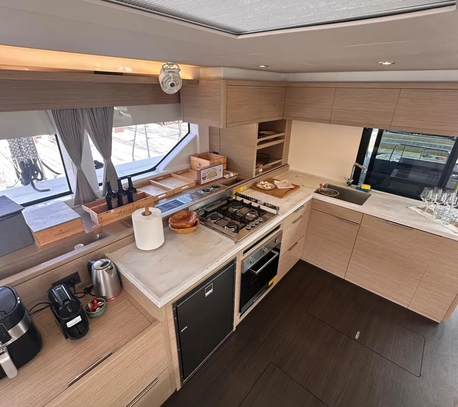 Galley of Maui, a Lagoon 55 catamaran at Marigot, France