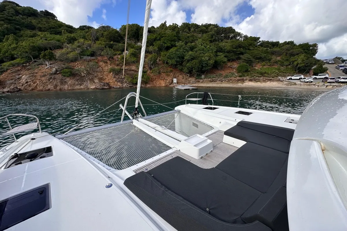 Deck of Maui, a Lagoon 55 catamaran at Marigot, France