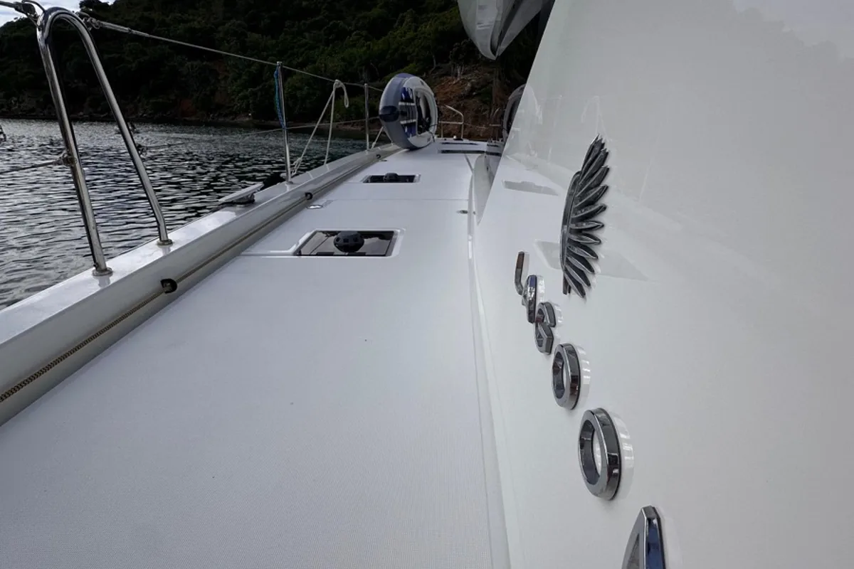 Deck of Maui, a Lagoon 55 catamaran at Marigot, France