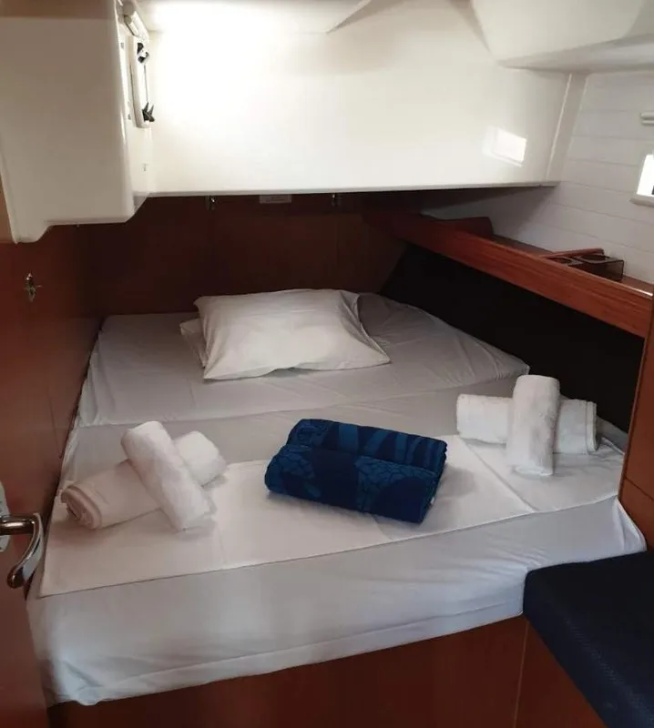 Cabin on Aelia, a Bavaria Cruiser 46 sailboat at Municipal Unit of Nea Peramos, Greece