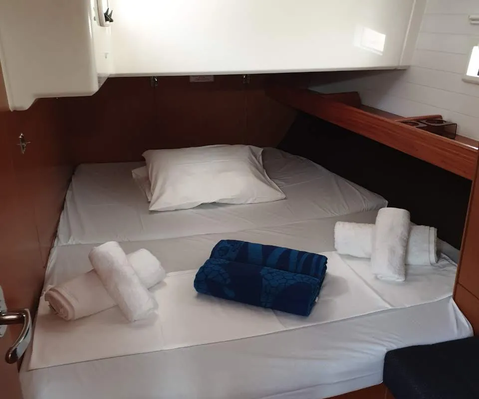 Cabin on Aelia, a Bavaria Cruiser 46 sailboat at Municipal Unit of Nea Peramos, Greece