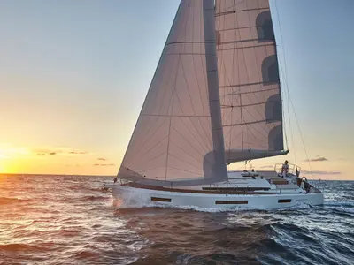 Exterior view of Agrippa, a Jeanneau Sun Odyssey 440 sailboat at Lavrion, Greece
