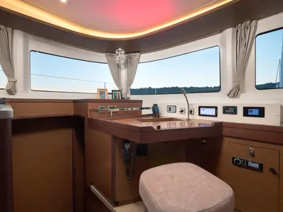 Cockpit of CONSTELLATION, a Lagoon 46 catamaran at Trogir, Croatia