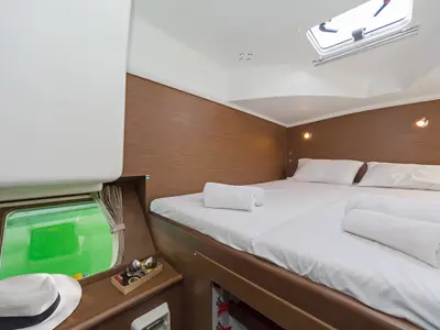 Cabin on Eleven, a Lagoon 380 catamaran at Kontokali, Greece