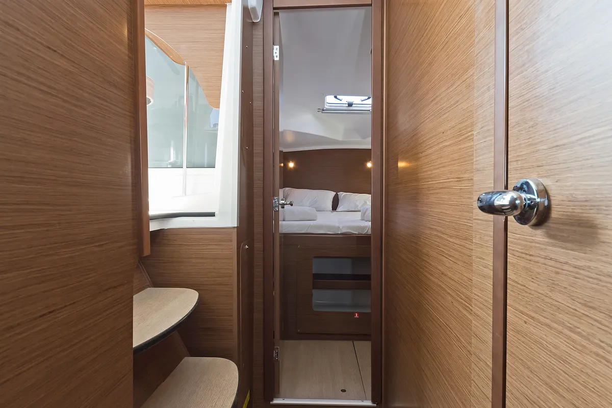 Cabin on Eleven, a Lagoon 380 catamaran at Kontokali, Greece