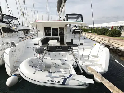Deck of Blue Angel, a Lagoon 40 catamaran at Sukošan, Croatia