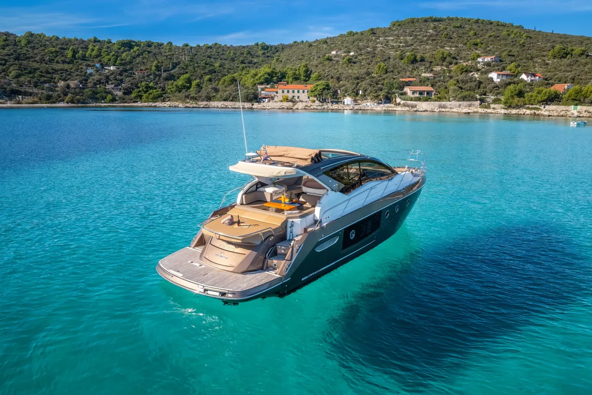 Exterior view of Brown Sugar, a Cranchi M44 HT motor yacht at Split, Croatia