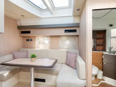 Salon of Brown Sugar, a Cranchi M44 HT motor yacht at Split, Croatia