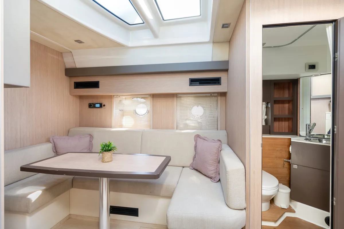 Salon of Brown Sugar, a Cranchi M44 HT motor yacht at Split, Croatia