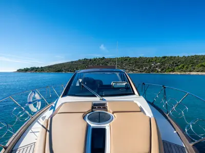 Deck of Brown Sugar, a Cranchi M44 HT motor yacht at Split, Croatia