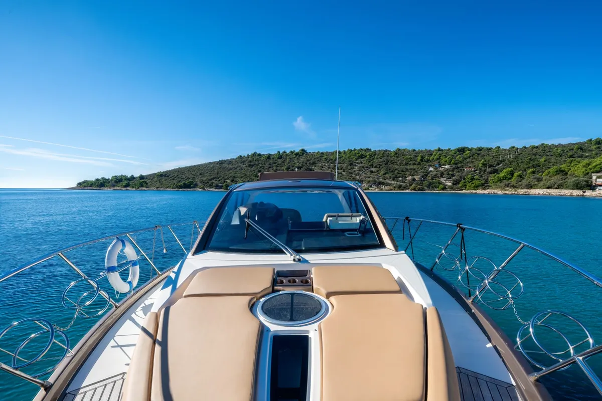 Deck of Brown Sugar, a Cranchi M44 HT motor yacht at Split, Croatia